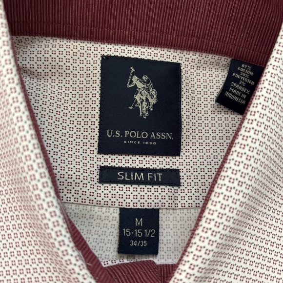 U.S. Polo Assn Collar Dress Shirt Mens Size Medium 15-15.5 New With Tag Pattern - Picture 4 of 5
